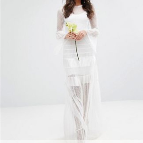 ASOS Bodyfrock Bridal Gown Pleated Maxi Dress With Fluted Sleeves. Slip dress - Picture 2 of 7